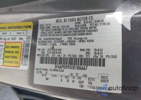 2014 Ford Fusion Se z USA, uszkodzony, nr VIN 3FA6P0H9XER186667